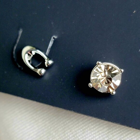 Coach Signature C & Stone Stud Earrings Set Silver Butterfly Close New With Tags - Picture 4 of 13
